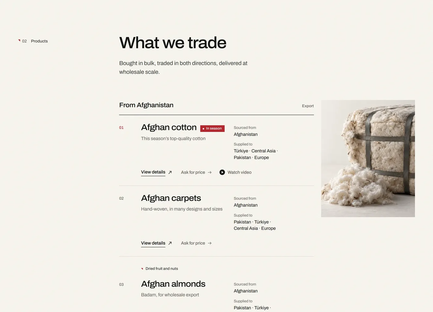 Eishan Nazari website — products section on desktop