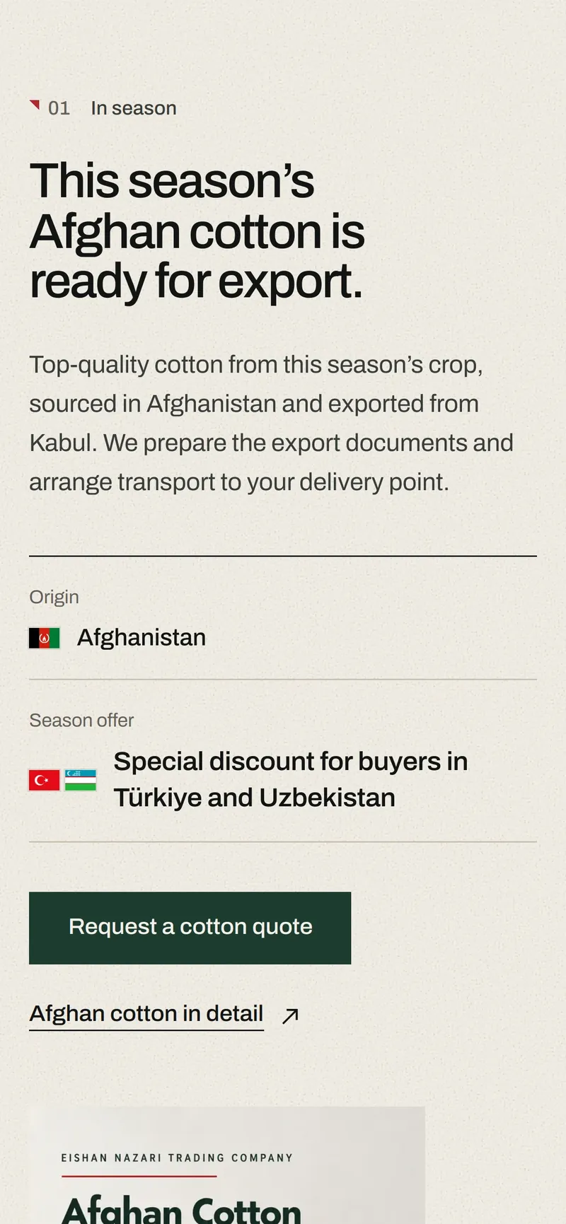 Eishan Nazari website — in-season section on mobile