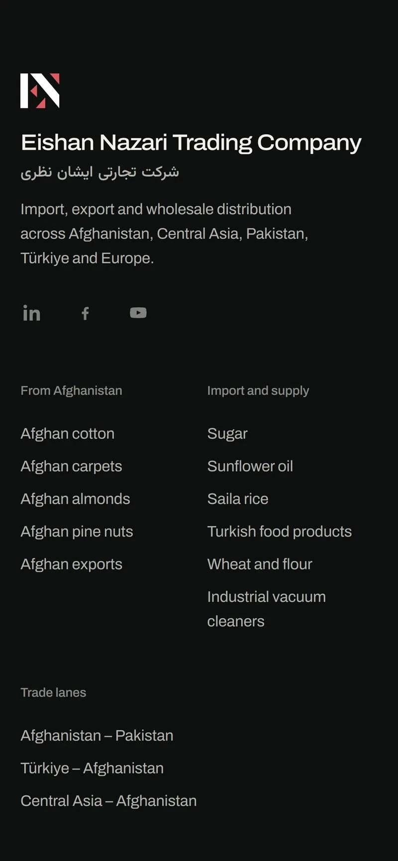 Eishan Nazari website — footer on mobile